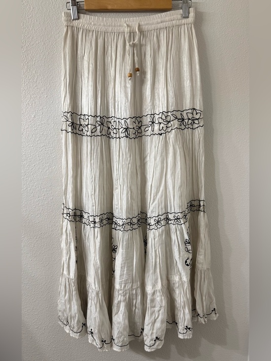 Young Threads Dresses & Skirts - Young Threads Boho Embroidered Tiered Maxi Skirt – White NWT LG
